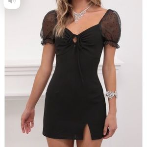 Juliette Puff Sleeve Dress in Black Polka Dot